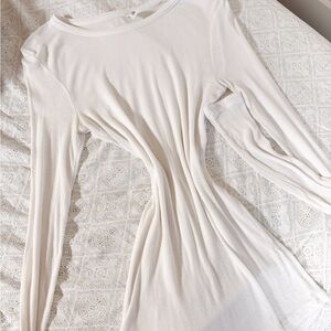 ‼️SOLD BP Cream Ribbed Thin Tight Long Sleeve Top